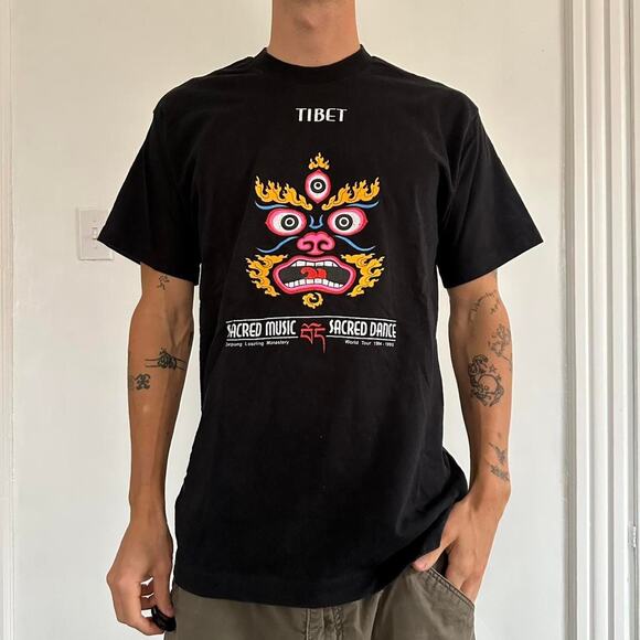Rare Vintage 90s Tibet Sacred Music Dance Freedom Tour Shirt - Picture 5 of 6